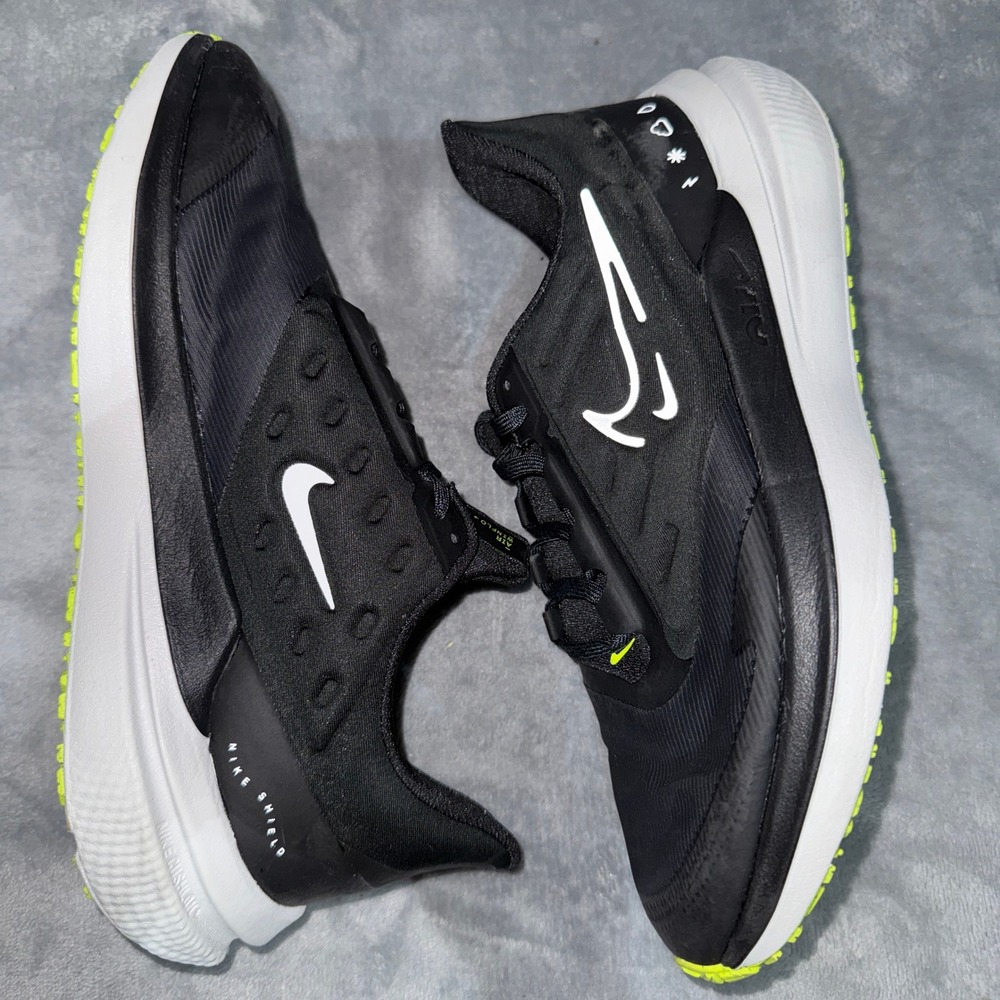 Nike Womens Air Winflo 9 Shield Running Shoes 8.5 Black Volt Water Repellent - Picture 4 of 7